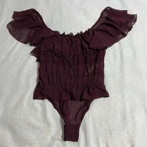 NEW FREE PEOPLE INTIMATELY JULIET RUFFLED MESH BODYSUIT SIZE XS